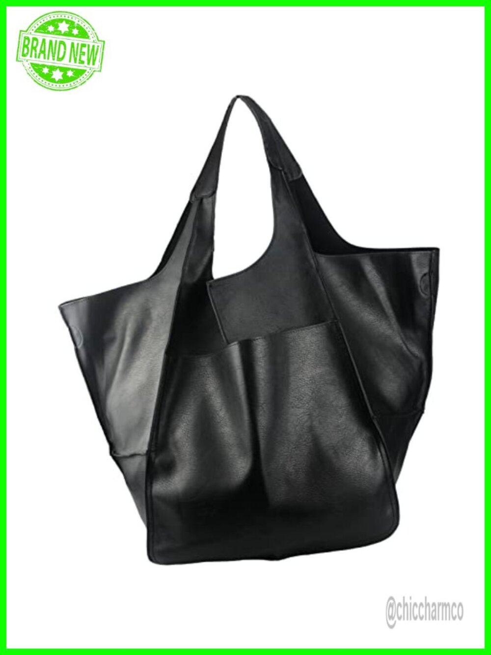 Oversized PU Leather Tote Bag Large Capacity Work Hobo Bucket Purse